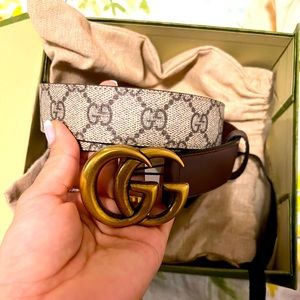 GUCCI BELT WOMAN-TESS.GG SUPR/PLUT.CALF MATT size 95B LARGE